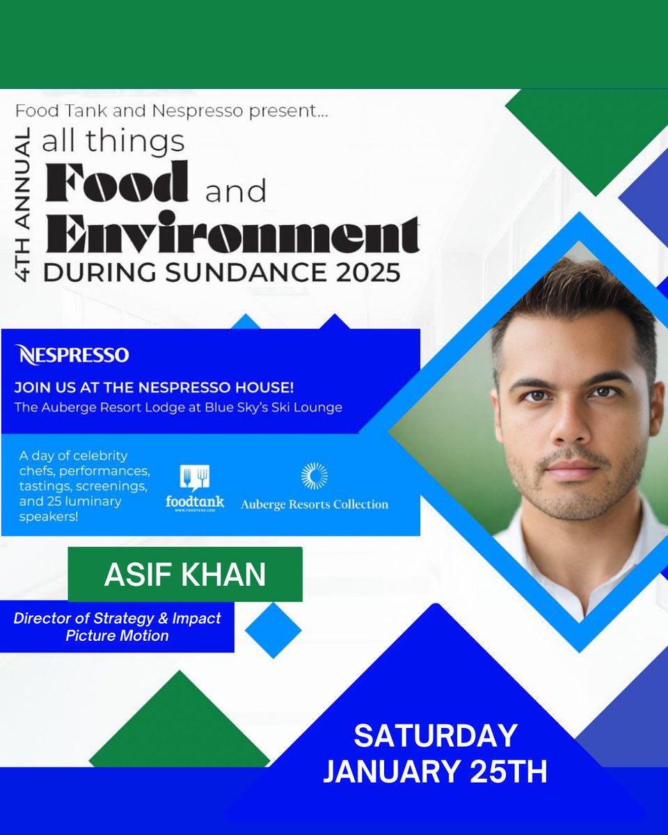📣 We’re thrilled to share that Asif Khan, our Director of Strategy &amp; Impact, will be speaking at @FoodTank’s “All Things Food &amp; Environment” summit about our new impact campaign for the series: “How To Change The World!”

Get an invite: bit.ly/FoodTankEvent  #Sundance