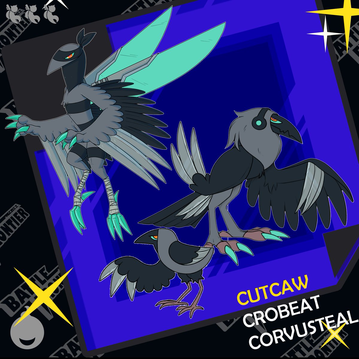 battlefrontier_'s tweet photo. ✨🐦✨#battlefrontier #indiegame #fakemon #battlebeasts #monstercapture #monster #gamedev #crow The Corvusteal line spawned! A truly tricky Soul-Type trio, that swiftly explores battlefields using smart strategy. https://t.co/QigBZft0uc