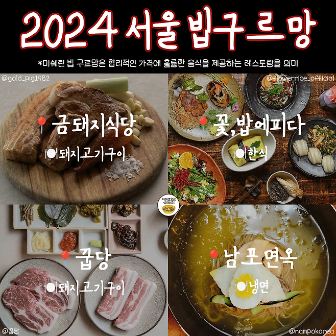 미쉐린에서 선정한 2024년 서울 맛집 지도