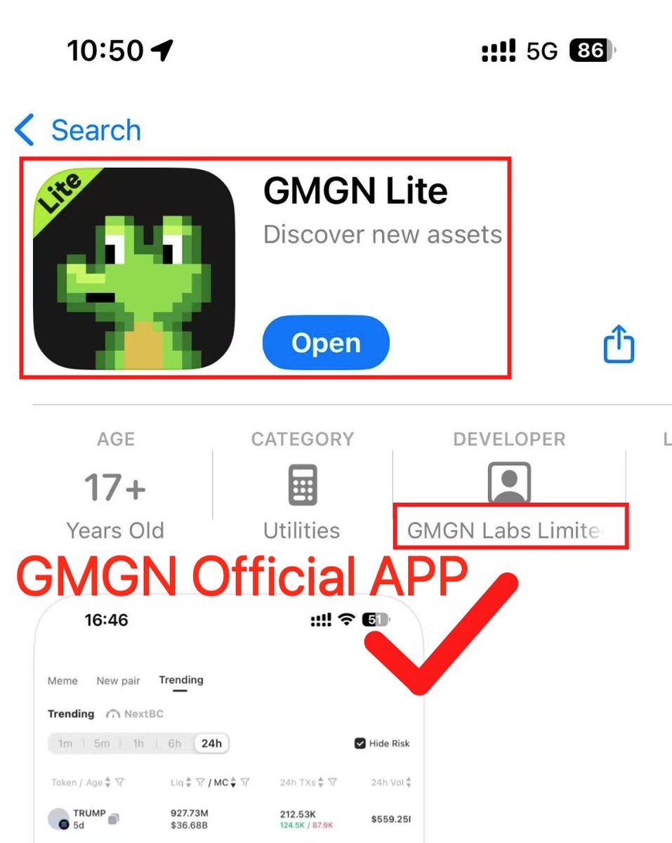 🌈GMGN APP full version is on Test Flight  Swap/Chart/Activity/WalletTracking/Referral... 🚨Plz REMEMBER that you  SHOULD download GMGN Official APPs from https://t.co/6lHaUUFpsL website  (Others are SCAMMERS!!): 👉🏻https://t.co/zxgltsGTEA