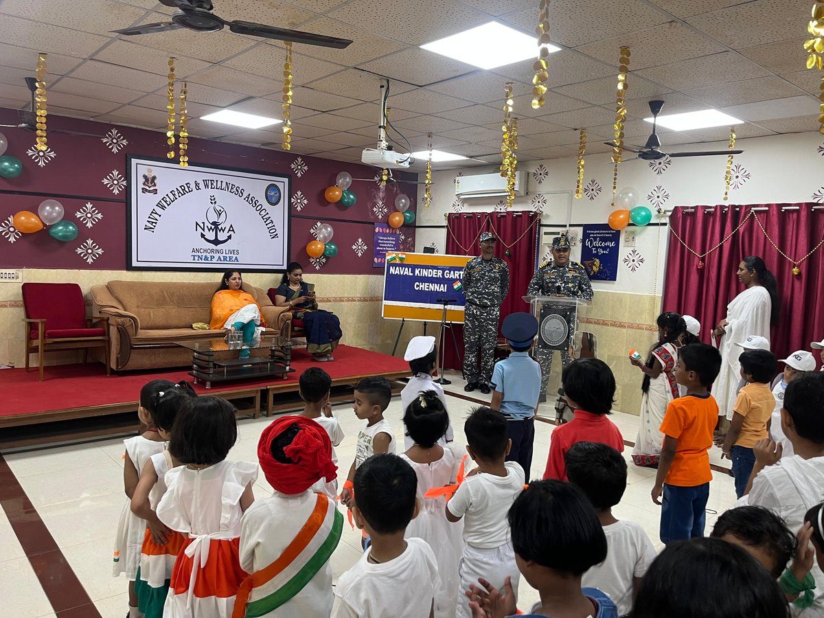 IN_HQTNP's tweet photo. ⚓Patriotism Begins Early⚓
Naval Kindergarten, #Chennai celebrated 76th Republic Day. From the hearts of our young ones to the spirit of India, the event witnessed joyous moments with the Tiranga. Celebrating unity, pride, and love for our nation! https://t.co/afgREoEOzv