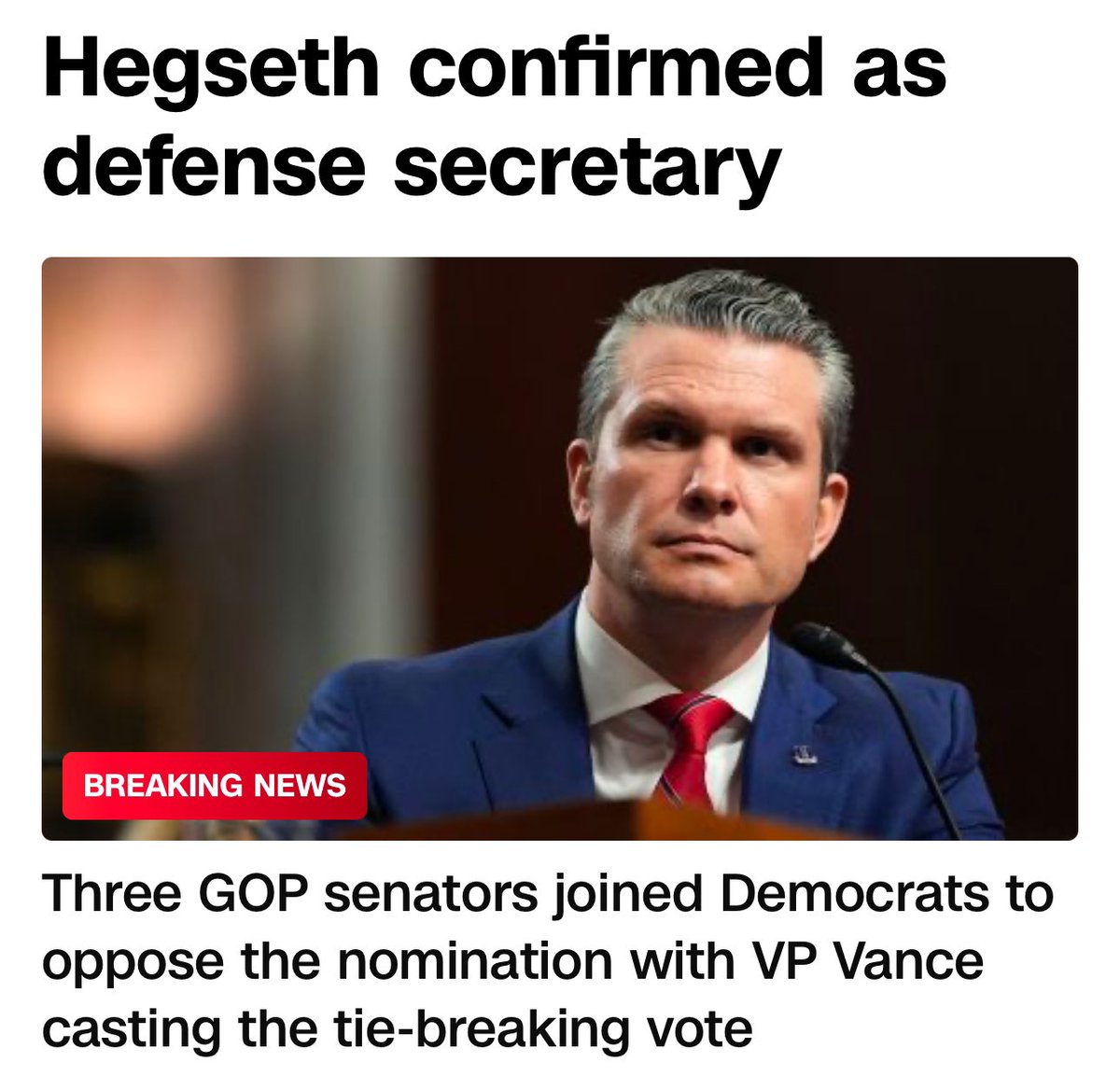 newvangelicals's tweet photo. This headline should read: Christian nationalists appoint sexual abuser and drunk to be in charge of military.  Senate approves. https://t.co/3ogKCknjWq