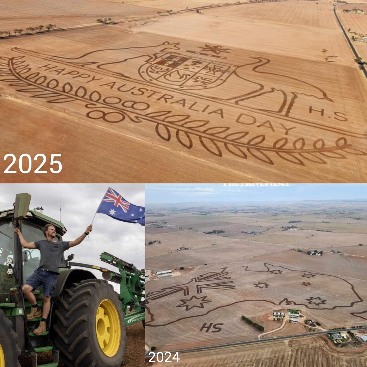 🇦🇺 ❤️ 🚜

Here's what we've all been waiting for! 

For the second year running, South Australian farmer Harry Schuster has ploughed an amazing Australia Day tribute into his family's paddock.

Australia, be more like Harry!