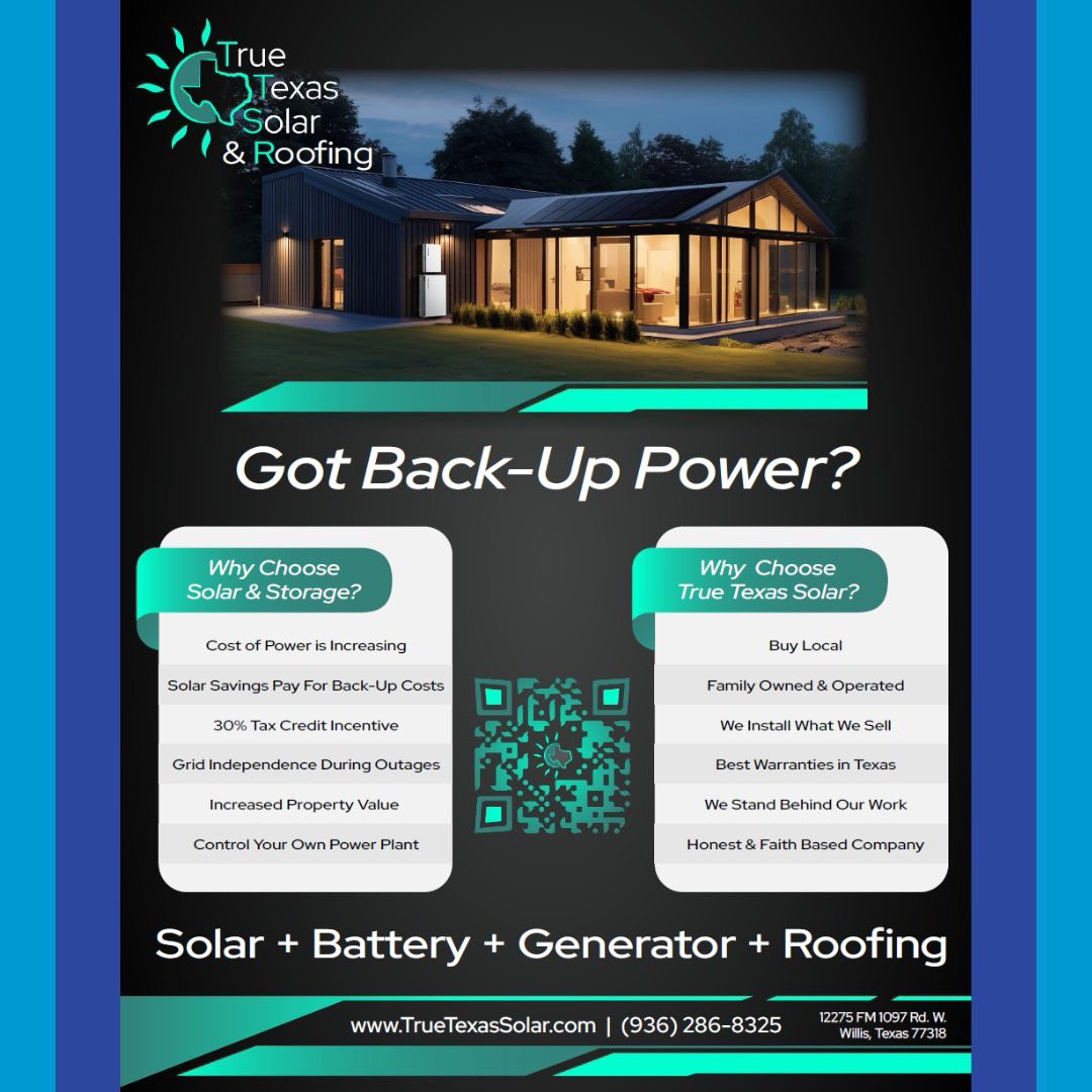 CyFairHomeShow's tweet photo. Looking for a way to stay powered during outages? True Texas Solar &amp; Roofing  offers solutions to help you control your power and save on costs. Find out why they're the trusted local choice in solar energy.

They will be in all our 2025 shows!
https://t.co/A7MlPVrs5Y
#GoSolar https://t.co/eVGjY2FXPt