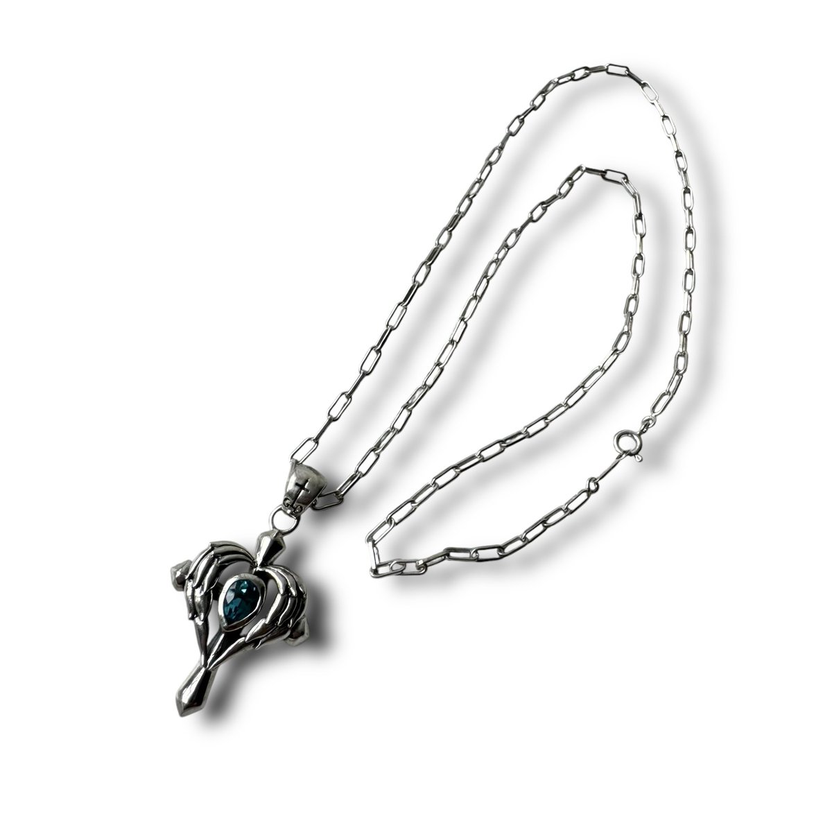 EXO シルバーネックレス　ギョンストレカつき ♾vintage silver jewelry♾ crystal stone cross&wing heart charm