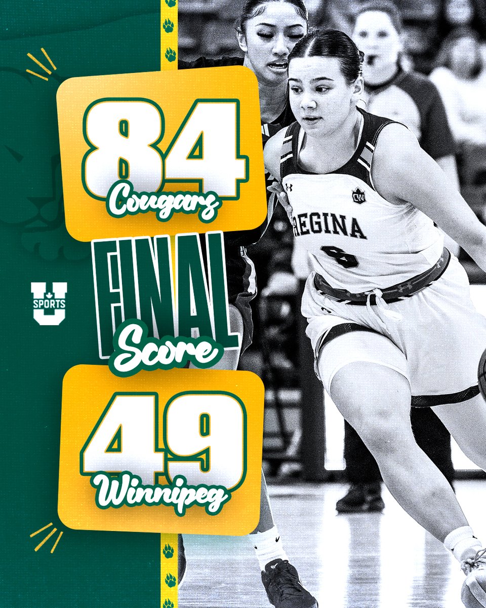 Big win over Winnipeg tonight to improve to 11-2 on the season 😻

Same two teams at the CKHS on Saturday night for a 6:00 tip!

🗞️ reginacougars.com/news/2025/1/24…