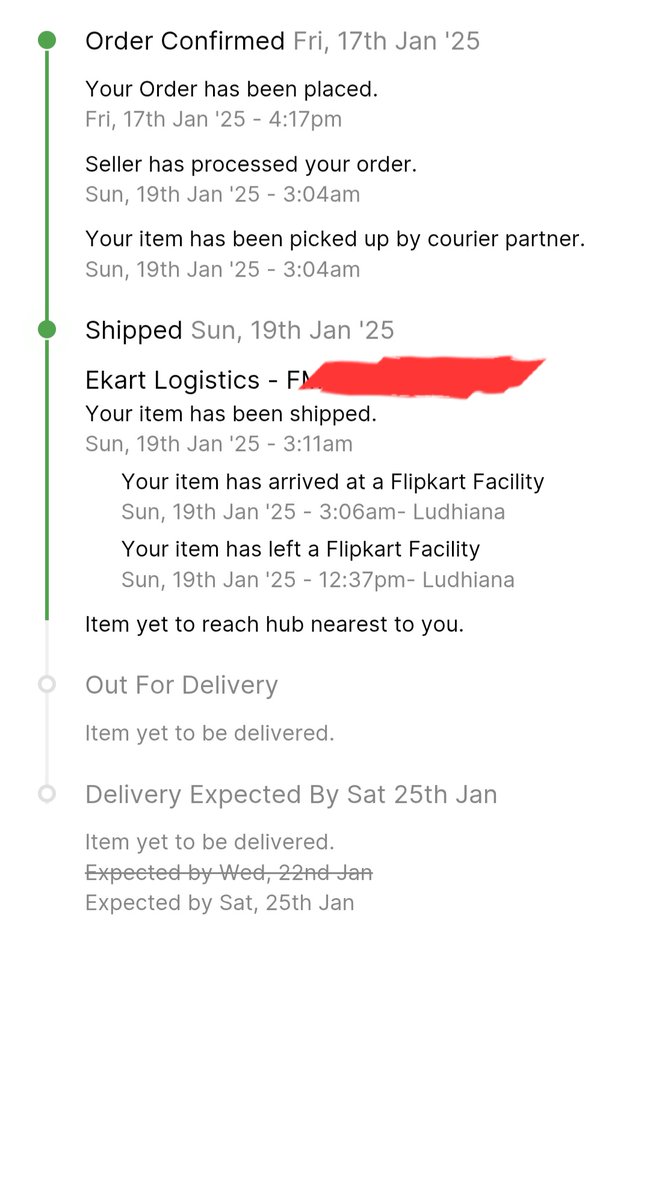 Artefact_7's tweet photo. @flipkartsupport no one is taking even complain,my order already exceeded Orgnl ETA, and today 2 days extension also hitted but ordr not evn reached nearst hub! Your Ekart is using bullock carts in this era! I can walk even barefooted from Ludhiana to my nearest hub! Disgusting https://t.co/Fa97C1CDwX