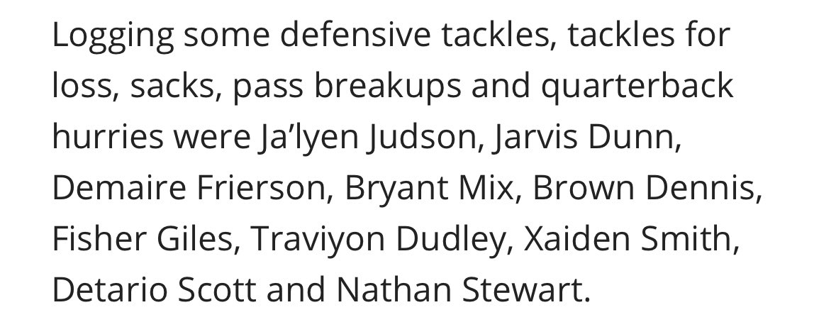 hudl.com/v/2Qiaca
35 Tot
20 solo
4 FF
2 FR
2 sacks 
<a href="/recruitchargers/">Oxford FB Recruits</a> <a href="/BooseIssac/">Coach Issac Boose</a> <a href="/Coach_TMacon/">Travis Macon</a> <a href="/_CoachEllington/">Danterius Ellington</a> <a href="/iam_lamarcus/">Lamarcus “Red” Faulkner</a>