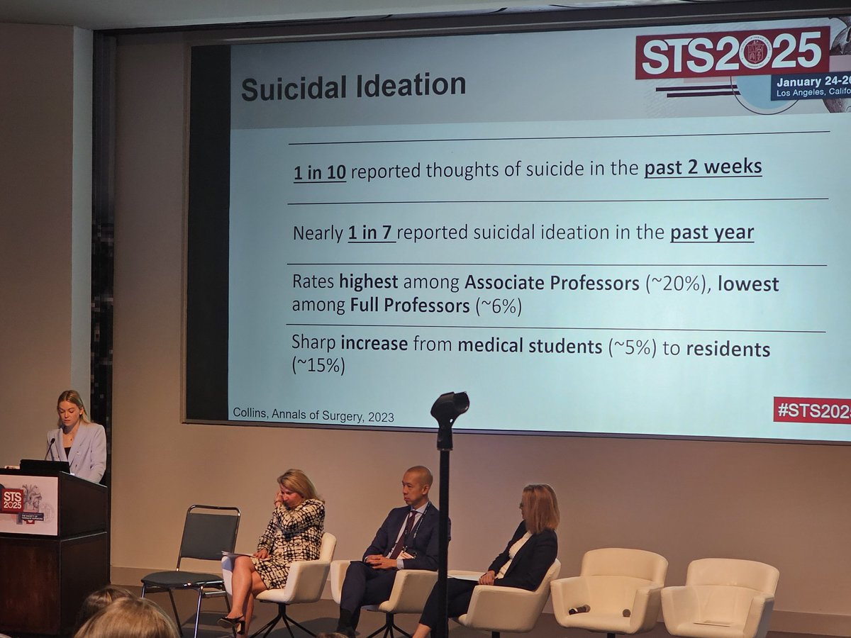 Richard G. Ohye, M.D (@rickohyemd) on Twitter photo Next speaker, Dr. Cunningham's mentee, med student, <a href="/ReaganACollins/">Reagan Collins</a> gave a great talk, Finding a Voice and Why It Matters. She presented some eye opening survey data on surgeons, 1 in 10 had thought about suicide in the past 2 weeks, 1 in 7 in the past 1 year. Next speaker, Dr. Cunningham's mentee, med student, <a href="/ReaganACollins/">Reagan Collins</a> gave a great talk, Finding a Voice and Why It Matters. She presented some eye opening survey data on surgeons, 1 in 10 had thought about suicide in the past 2 weeks, 1 in 7 in the past 1 year.
