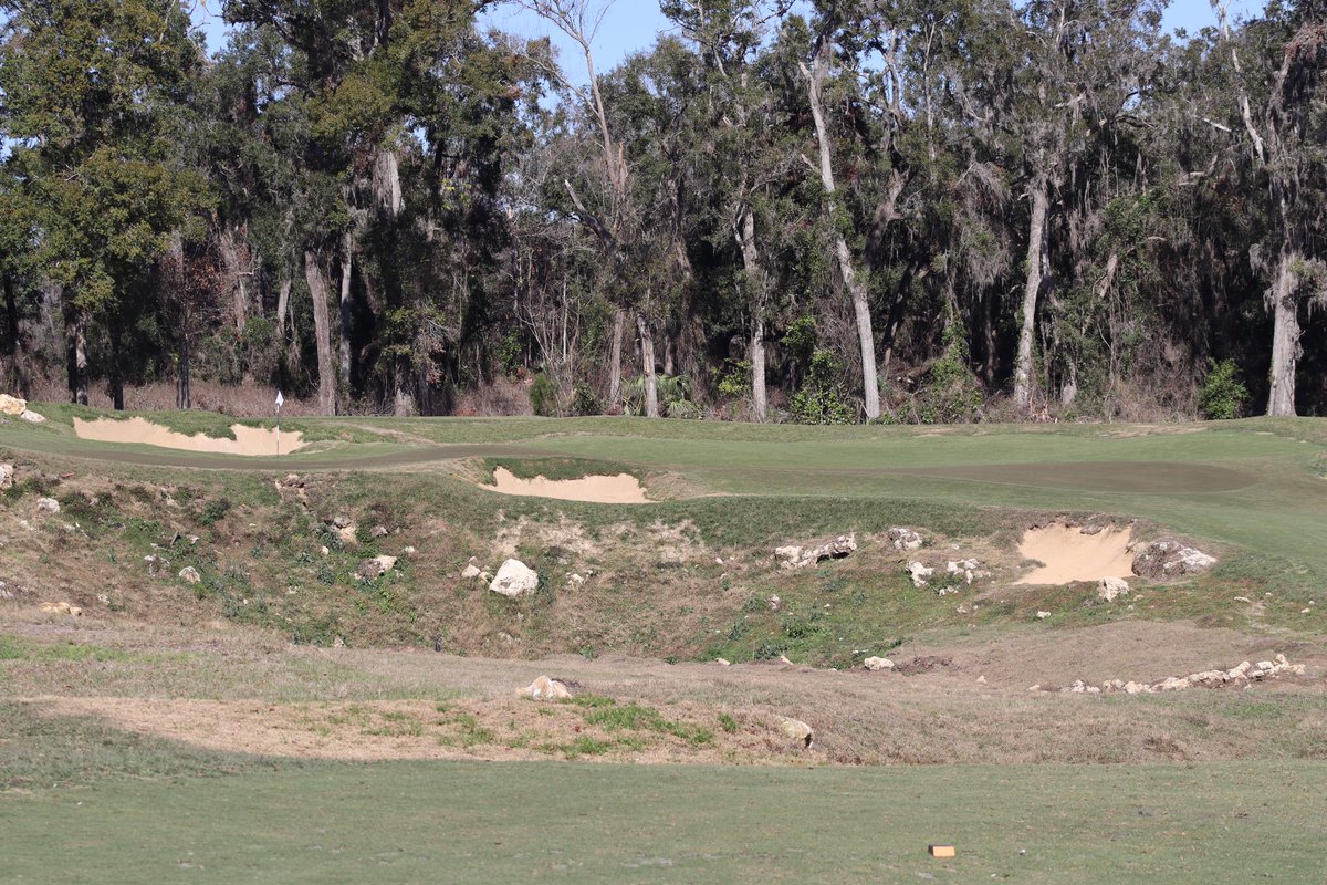 drewharvie's tweet photo. So good to finally see Cabot Citrus Farms (Roost) completed, an eccentric design from the think tank of Mike Nuzzo, Kyle Franz, Ran Morrissett, and Rod Whitman. My preferred 18 hole course of the two here, largely due to the select use of trees to define play + studious greens. https://t.co/6kpaNcK0LY