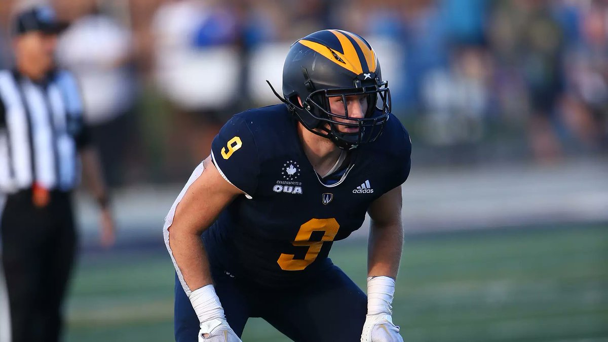 Alex McComb (@alexmmccomb) on Twitter photo Windsor Lancers LB Devin Veresuk is the top U Sports LB in the winter edition of the CFL Scouting Bureau.
The 2x OUA All-Star ranked among the OUA's Top 5 in 3 major stats:
⚔️ 47 tackles (4th)
⚔️ 42 solo (2nd)
⚔️ 1 pick-six (T1st)
📸 <a href="/WindsorLancers/">Windsor Lancers</a> Windsor Lancers LB Devin Veresuk is the top U Sports LB in the winter edition of the CFL Scouting Bureau.
The 2x OUA All-Star ranked among the OUA's Top 5 in 3 major stats:
⚔️ 47 tackles (4th)
⚔️ 42 solo (2nd)
⚔️ 1 pick-six (T1st)
📸 <a href="/WindsorLancers/">Windsor Lancers</a>