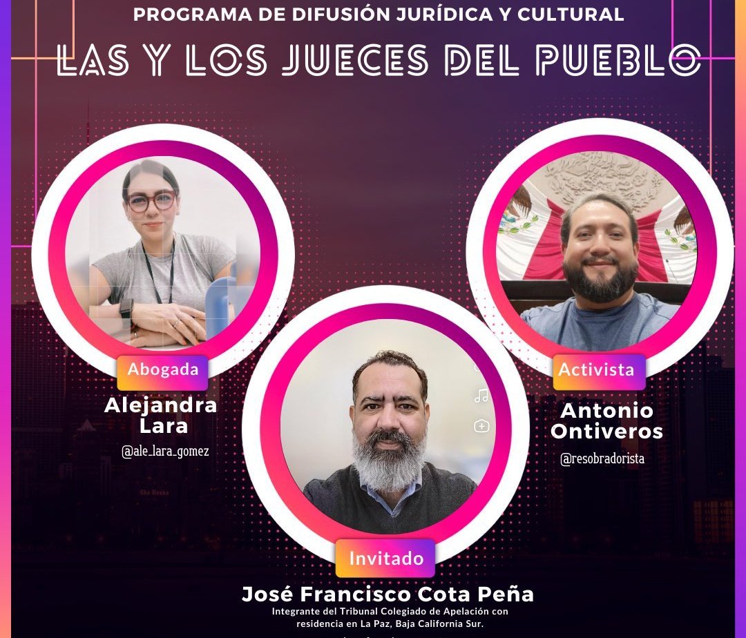 RESObradorista's tweet photo. ⚖️📢🇲🇽 acompañamos el día de hoy en punto de las 8:00 pm, hora de la CDMX, a #LasYLosJuecesDelPuebl, estará el Maestro José F. Cota Peña, integrante del Tribunal Colegiado de Apelación, con residencia en La Paz, B.C. #SpaceDeX en la cuenta de @LasYLosJDP
#xLaTransformacionDelPJF
Estaremos compartiendo el diálogo circular con el juez🧑⚖️ Rigoberto Almanza Rico @RigoAlmanza75 , y en la conducción: @Ale_Lara_Gomez y @centinela__4t
ATENTO AVISO: a partir de la siguiente semana estaremos ya en el canal de @LasYLosJDP en toda su plataforma, sigue las cuentas y no faltes!