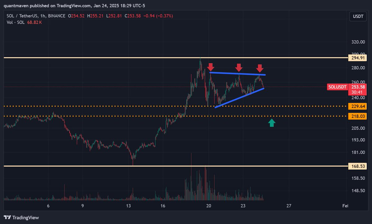 quantmaven's tweet image. Solana Technical Outlook
I didn&apos;t think $SOL would triple tap the resistance but doing so gives me even more confidence that we going to 219 in the short-term.

However, it does change my perspective that maybe the bull market is not over just yet. A triple tap means it has made…