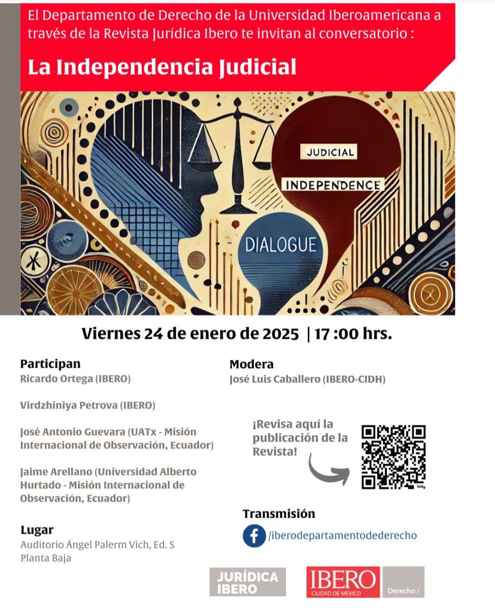 ¡Estamos en vivo en el conversatorio de nuestra Revista <a href="/JuridicaIbero/">Jurídica Ibero</a>: La Independencia Judicial!

Conéctate: facebook.com/share/v/15utc7…

Consulta el número completo de la revista:
juridica.ibero.mx/index.php/juri…