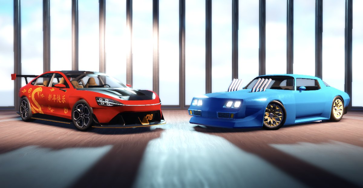 🏮LUNAR NEW YEAR IS LIVE!🏮

🐍NEW EVENT: Complete tasks to earn the speedy Serpent sports sedan EV
👍FREE CODE: Use code 425k to unlock the Hanger Wing spoiler
🏎️NEW WEEKLY CAR: Dominate drag strips with the free weekly car
🏁NEW RACES 4 new races in race rotation

#Roblox