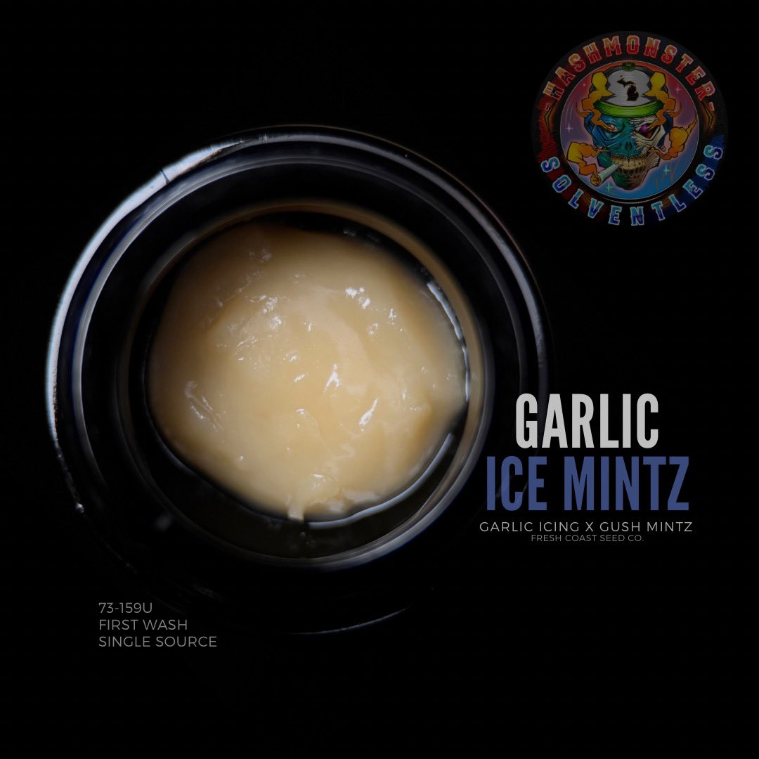 hashmonster710's tweet photo. This is my single source garlic ice mintz rosin. It’s 1st wash 73-159u. Another dope edit and photo done by @hashnbacon. This guys does some amazing work.
#singlesource #mirosin #mifire #hashnbacon #hashmonstersolventless https://t.co/qaUWVfa4Ls