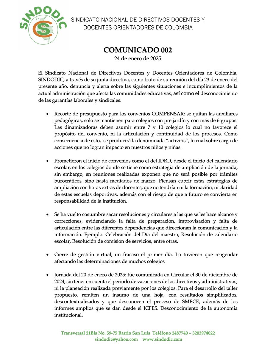 Sindodic Sindicato Nacional de Directivos Docentes tweet media