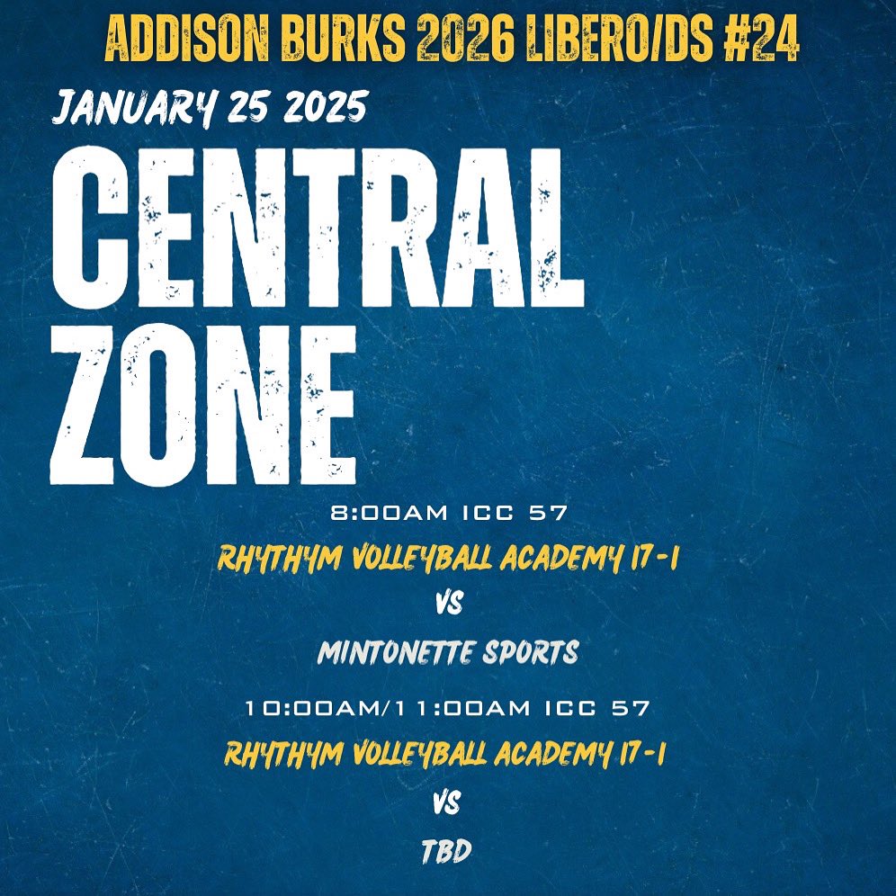 Addison Burks (@addisonburks12) on Twitter photo Can’t wait for Central Zone tomorrow morning‼️🔥#classof2026 #libero #centralzone #rhythmvolleyball <a href="/VBallrecruiter/">Kara Hill</a> <a href="/CoachSamWol23/">Sam Wolinski</a> <a href="/Jennabanz/">Jenna Banz</a> Can’t wait for Central Zone tomorrow morning‼️🔥#classof2026 #libero #centralzone #rhythmvolleyball <a href="/VBallrecruiter/">Kara Hill</a> <a href="/CoachSamWol23/">Sam Wolinski</a> <a href="/Jennabanz/">Jenna Banz</a>