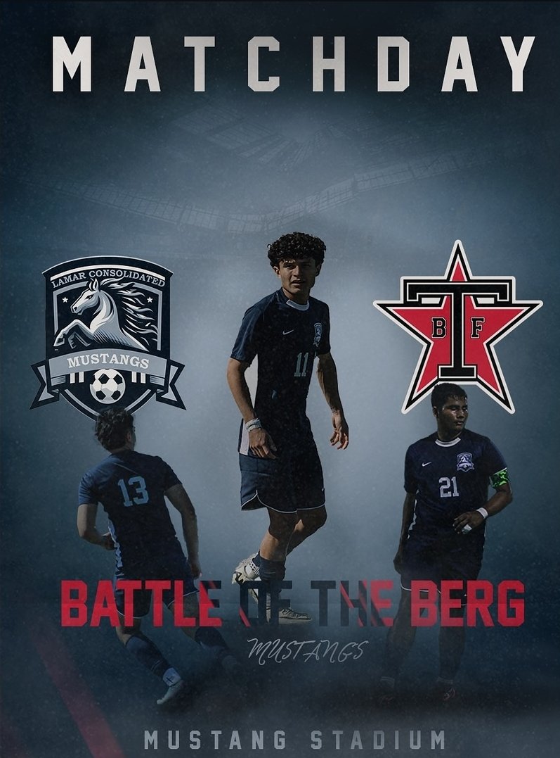 🚨⚽️🚨GAME DAY🚨⚽️🚨
Battle of the Berg is on tonight! Come out and support the Mustangs!

🆚 Terry Rangers

⏰JV 5:30 / V 7:00
🎟️ gofan.co 

<a href="/LCHS_Mustangs/">Lamar Consolidated Mustangs</a>
<a href="/THELamarCHS/">Lamar Consolidated High School</a>
| #TXHSSOC |