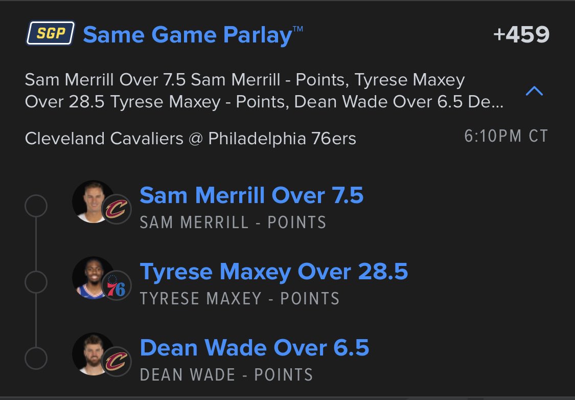 JoeMagaracPicks's tweet photo. Looking for a SGP parlay for the Cavs vs 76ers? Here ya go. https://t.co/IUXRkTqudx