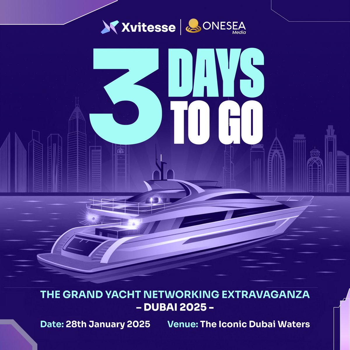 xvimainnet's tweet photo. ⛵ Just 3 days left until Dubai’s most anticipated yacht event of the year! ✨ Experience the perfect blend of business and leisure as we cruise under the starlit sky. 🌠 Don’t miss out! 🛥 #YachtEvent2025 #DubaiWaters #LuxuryNetworking https://t.co/GTK3WzQvGt