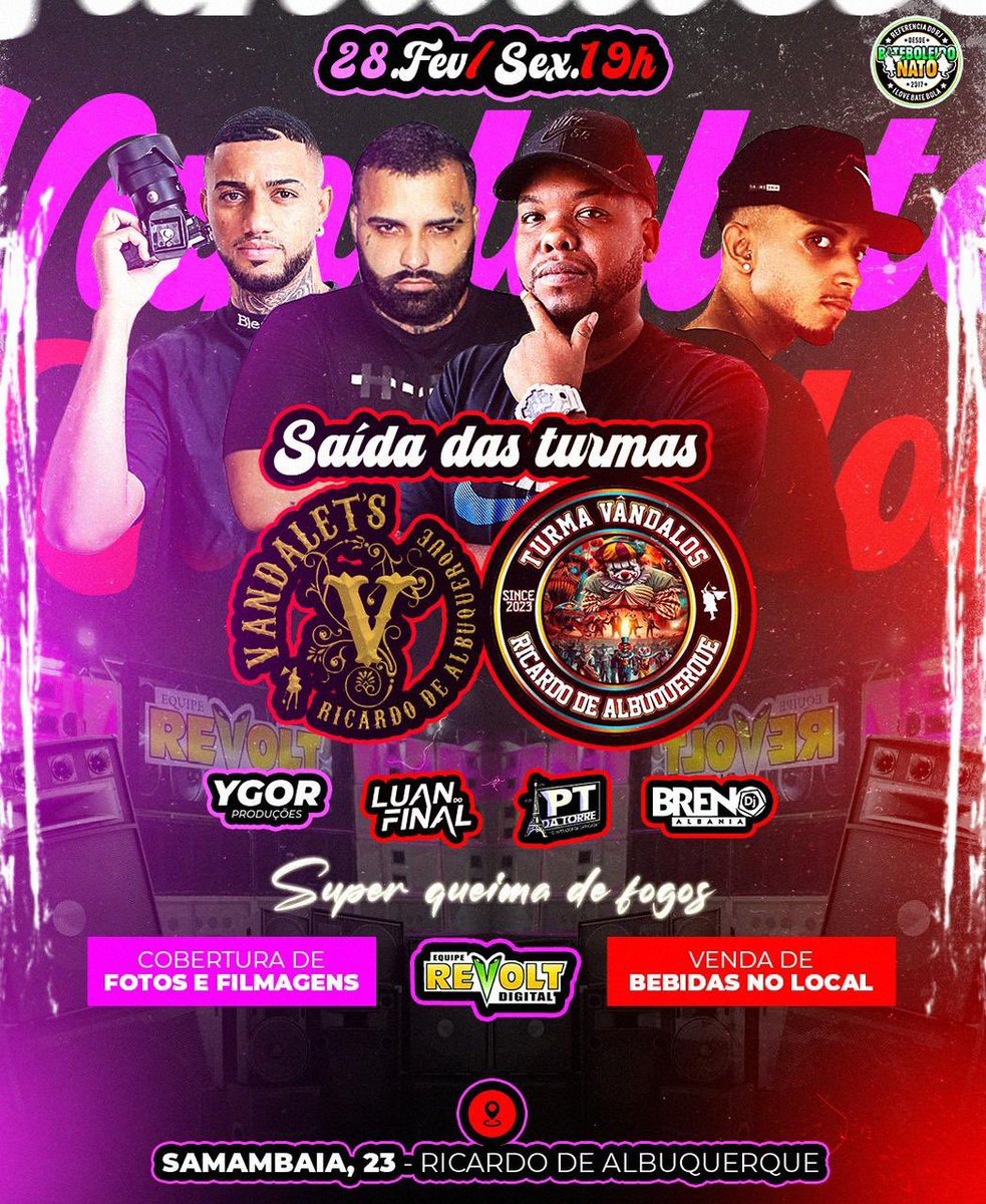 Dia 28/02 vocês tem um encontro marcado com as Vandalet’s e com os Vândalos! Mais um ano na pista, botando tudo pra quebrar! Super queima de fogos, os melhores dj’s! TODOS OS CAMINHOS TE LEVAM PARA LÁ! Sejam bem vindos e fiquem a vontade! Finge que é fofoca e espalha pra geral 🥵