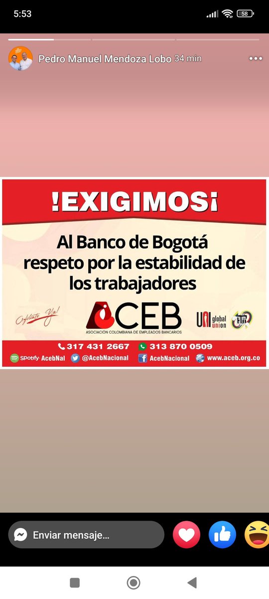 jamercarrillo68's tweet photo. #YoRechazoLosDespidosMasivosEnBancoBogotá ¡La estabilidad laboral no se negocia! Rechazamos los despidos en el Banco de Bogotá. Defendamos el derecho al trabajo digno. #NoMásDespidos #BancoDeBogotá https://t.co/HH1wOBm6Uu