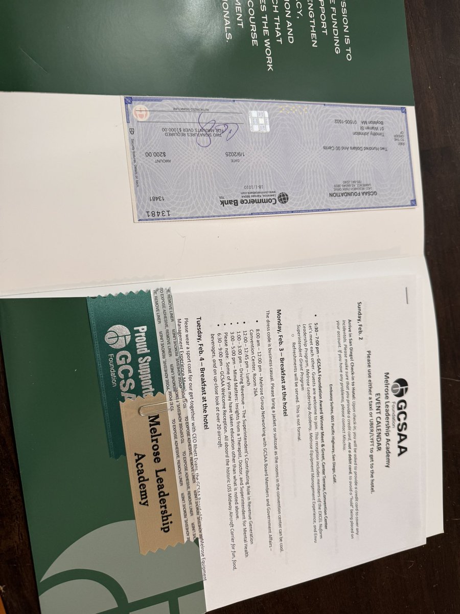 Received my details for Melrose Leadership Academy in the mail today. Schedule of events locked down, tickets ready, hotel booked. Can’t wait! <a href="/GCSAA_NE/">Kevin Doyle</a> <a href="/GCSAA/">GCSAA</a>