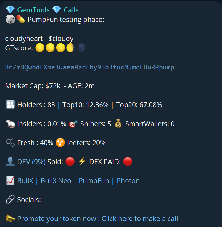 Mag_gems's tweet photo. Our printer tool @gem_tools has called $CLOUDY @cl0udyh3art at $72k MC
BrZmDQwbdLXme3uaea8znLhy9Bb3fucMJmcFBuRPpump
ATH $10M (x130+) , a $100 investment could worth $13k in less than 10 min π
Not first x100+ for today...
#GEMTOOLS TG link π https://t.co/VfquHW7NdY
