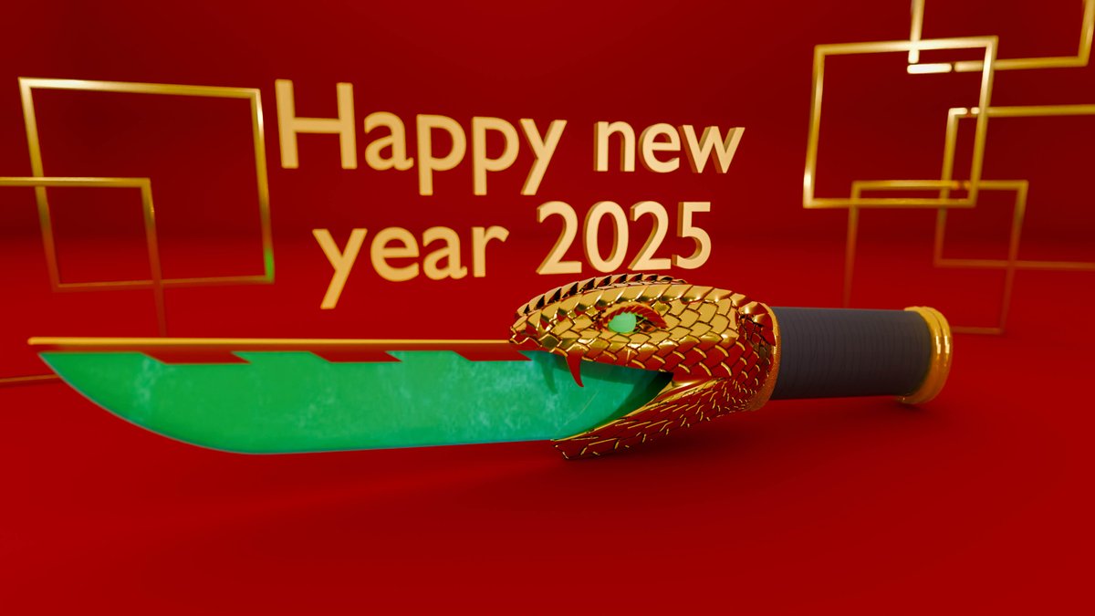HexAzulion's tweet photo. Decided to mix things up and make a Snake dagger for #LunarNewYear, hope you all enjoy and have a great year!
#Snake #3Dmodel #ChineseNewYear #YearOfTheSnake #CNY2025 #GongXiFaCai  #LunarNewYear #SpringFestival #NewYearCelebration https://t.co/yr4kBJ6o7U