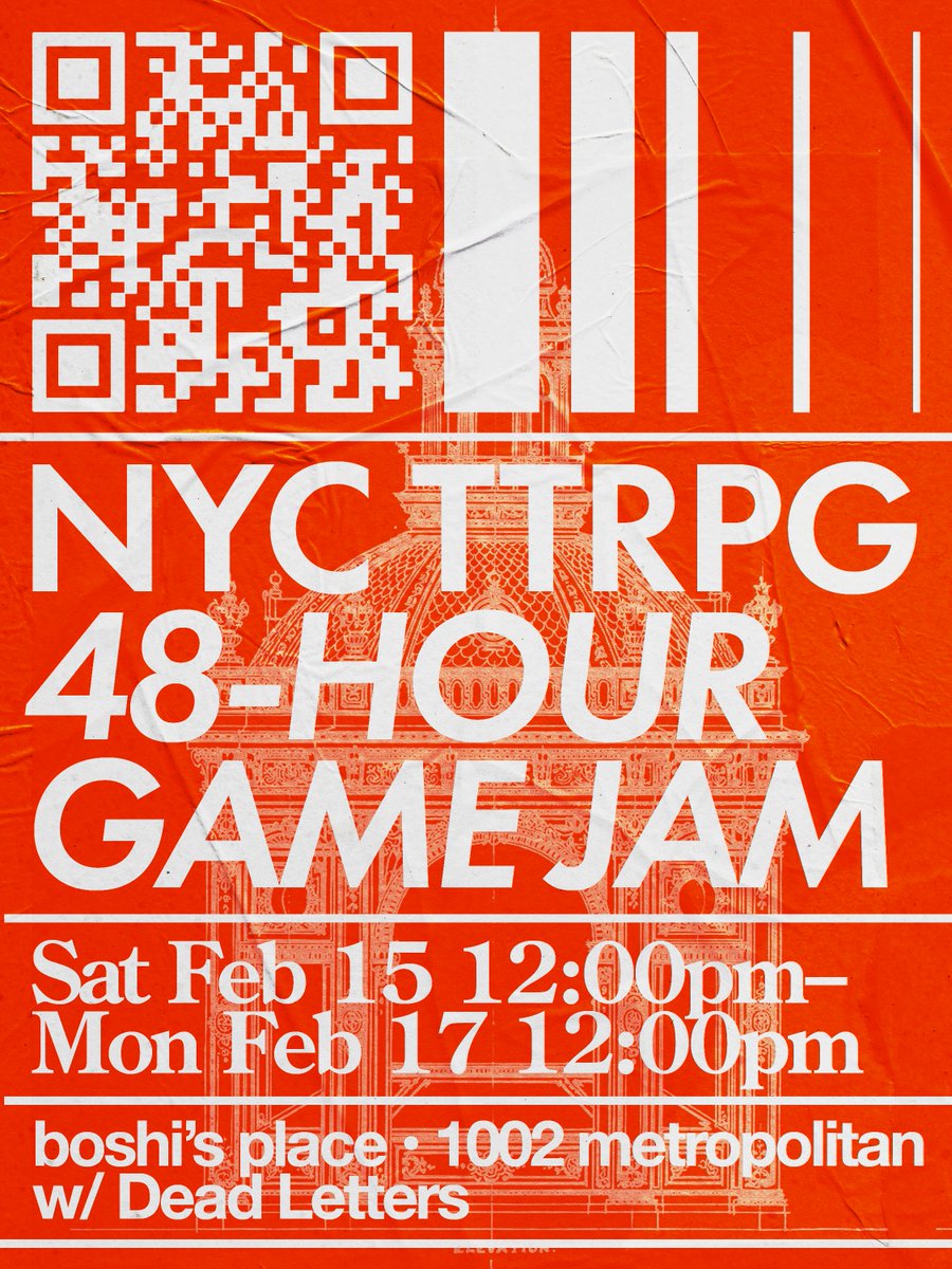 boshisplace's tweet photo. Join us, in collaboration with Dead Letters, for a 48-hour TTRPG game jam! The jam will run between Saturday February 15 and Monday February 17 (Presidents Day). Come make RPGs with us! 

Itch link: https://t.co/7osmh1EsNb https://t.co/yz46CgoLVl