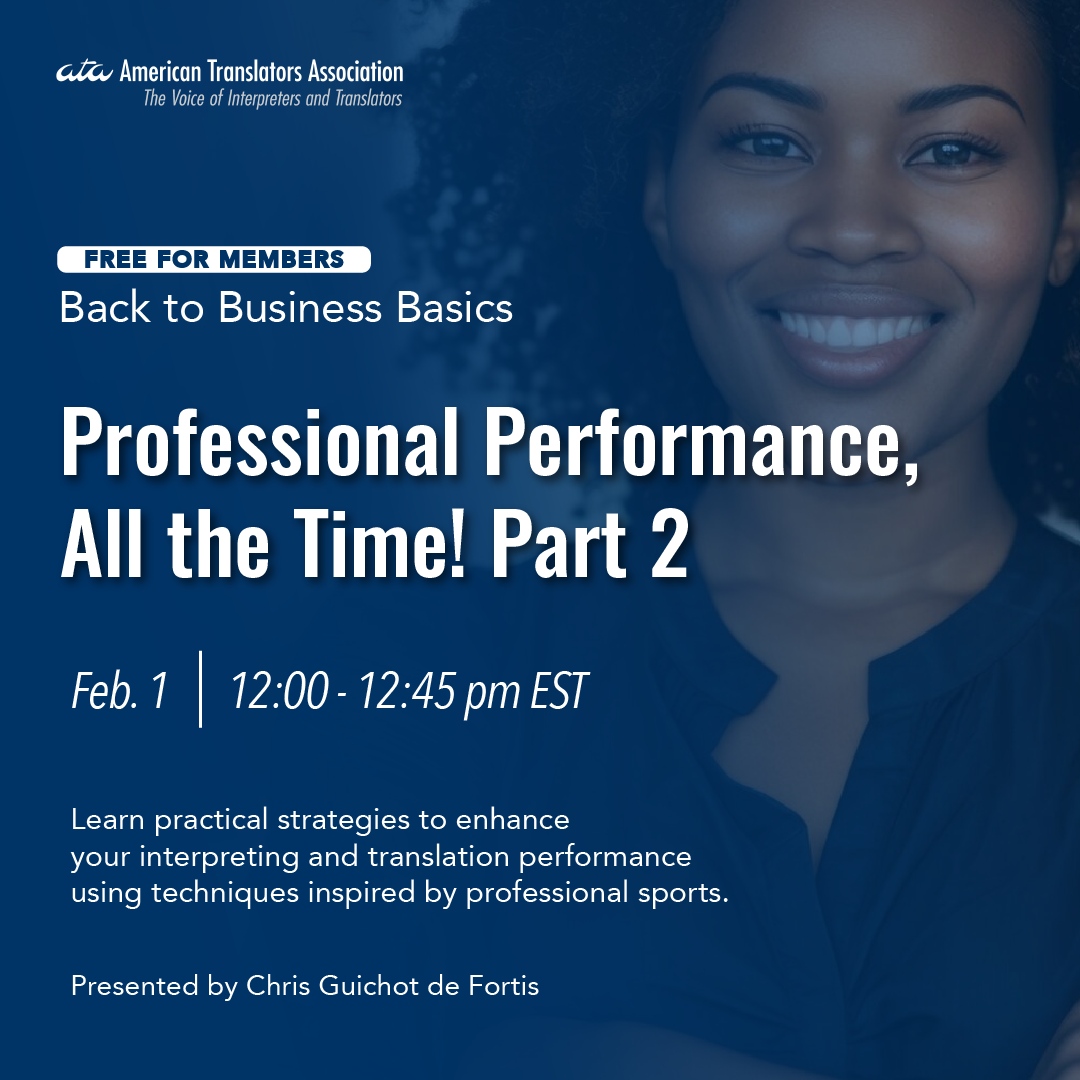 atanet's tweet image. Interpreting and translating are high-wire acts, often compared to the Olympic Games of language performance. 🏃💨 You should try learning a new approach to achieve consistent excellence: atanet.org/event/professi…
.
.
.
#Translating #Interpreting #xl8 #1nt #atanet