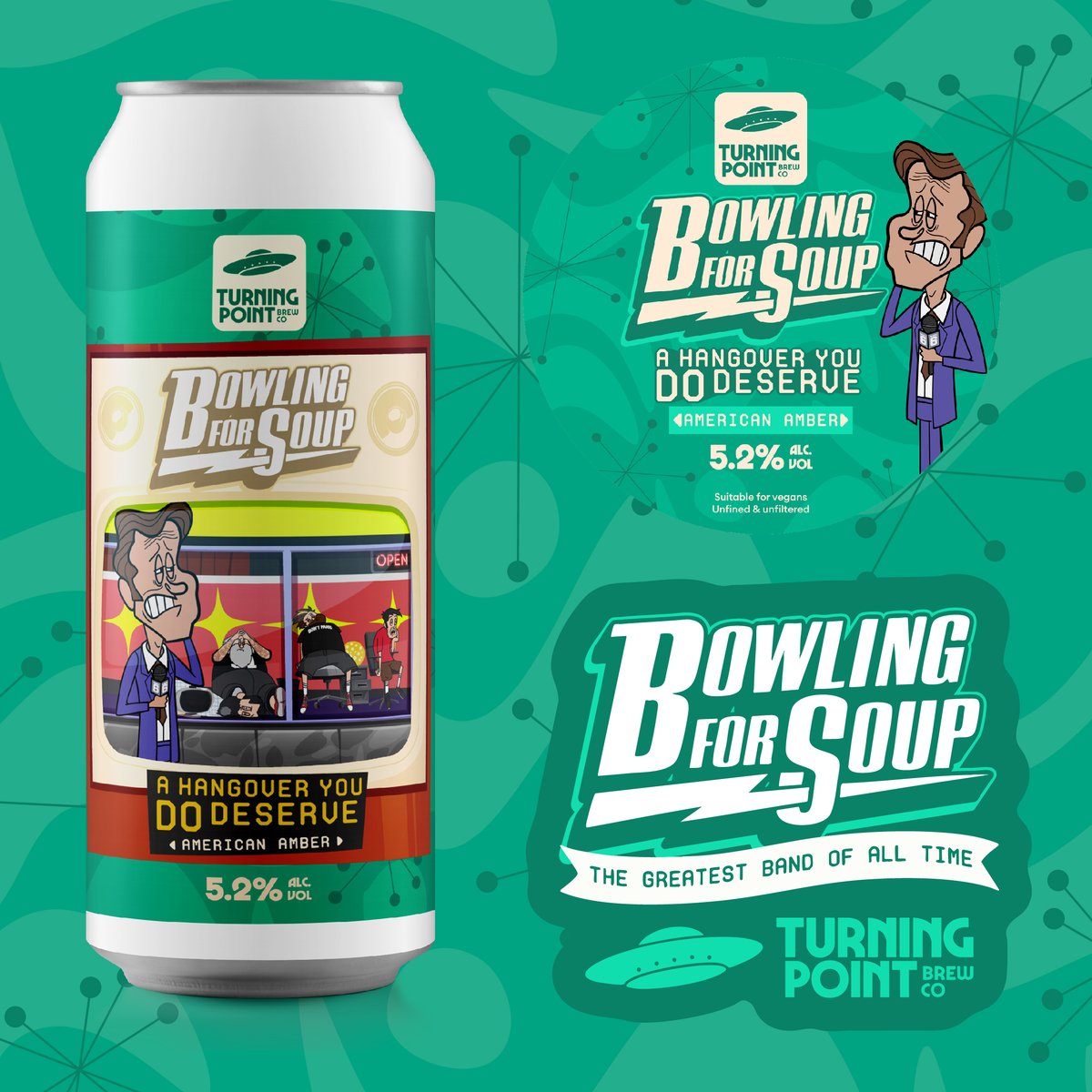 Turning Point Brew Co (@turningpointbco) on Twitter photo A Hangover You DO Deserve!
A collaboration between 'The Greatest Band Of All Time' and <a href="/TurningPointbco/">Turning Point Brew Co</a> has resulted in a classic, American Amber brewed to celebrate the 20th anniversary of <a href="/bfsrocks/">Bowling For Soup</a> 's iconic fifth studio album: 'A Hangover You Don't Deserve'. A Hangover You DO Deserve!
A collaboration between 'The Greatest Band Of All Time' and <a href="/TurningPointbco/">Turning Point Brew Co</a> has resulted in a classic, American Amber brewed to celebrate the 20th anniversary of <a href="/bfsrocks/">Bowling For Soup</a> 's iconic fifth studio album: 'A Hangover You Don't Deserve'.