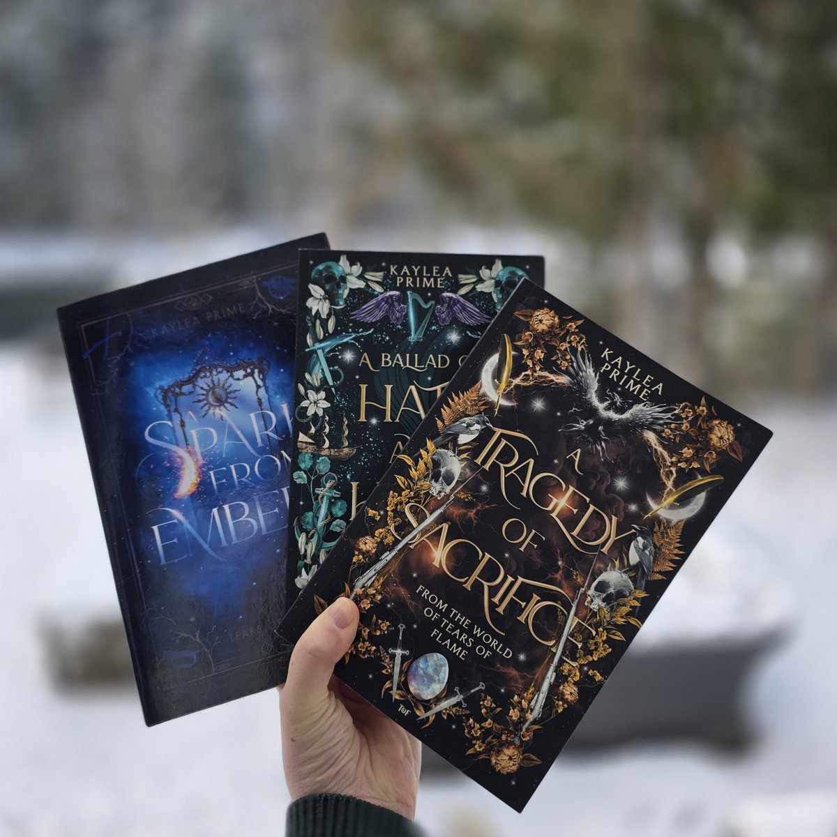 Sometimes I look at my books all lined up and feel a warm glow inside that they're mine. I wrote these! Also...they're so pretty! 😍

Drafting of Book 2, the sequel to A Spark From Embers, is underway!