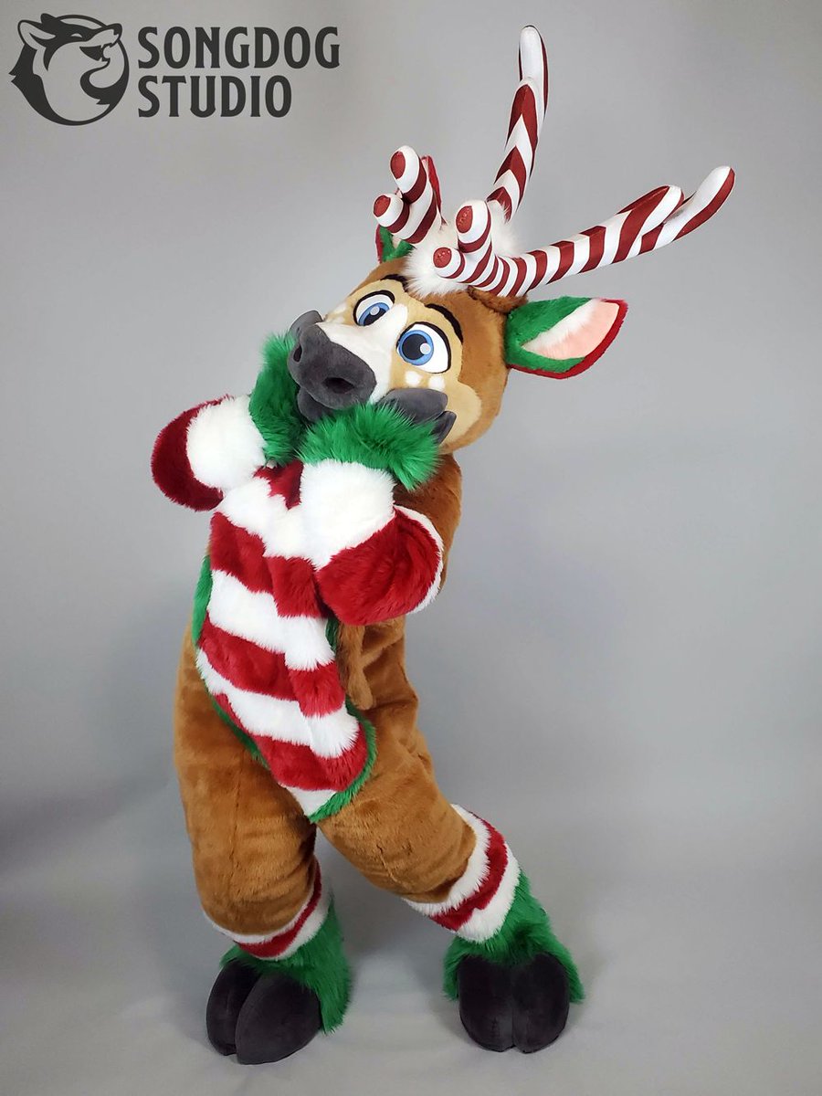 SongdogStudio's tweet photo. You hear that? It's Sleigh Bells!

Christmas is their favorite holiday and I love with their custom fabric antlers :) Model is not the owner.

They feature a brand new magnet mounting system I designed for antlers that's all 3D printed and custom fitted!

#fursuit #fursuitmaker https://t.co/t6gncnrikX