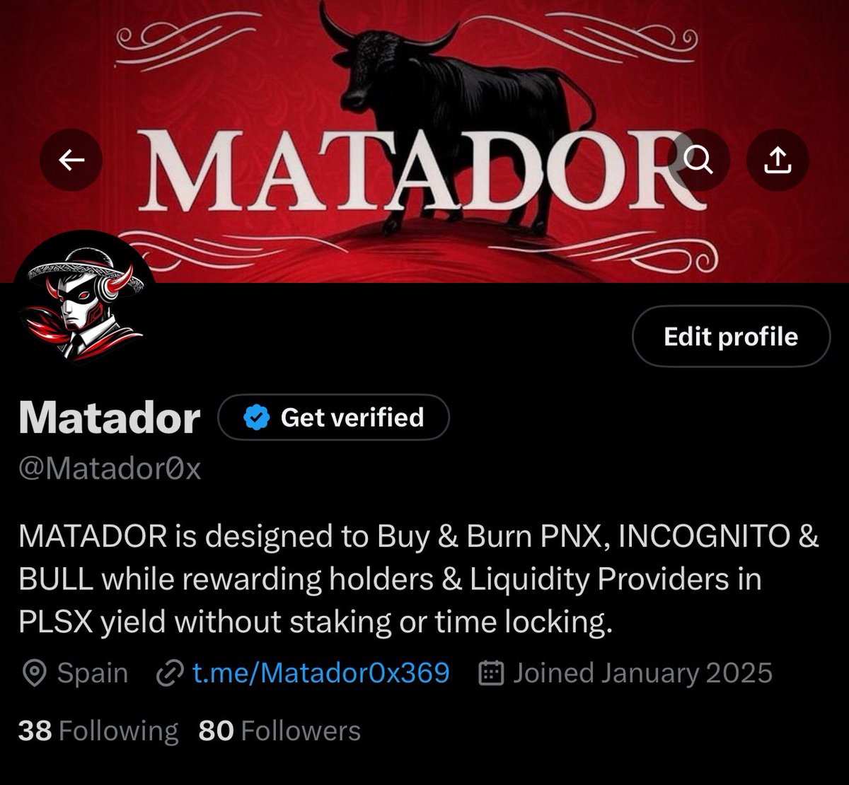 Follow the MATADOR OFFICIAL PAGE 🔥

x.com/matador0x?s=21