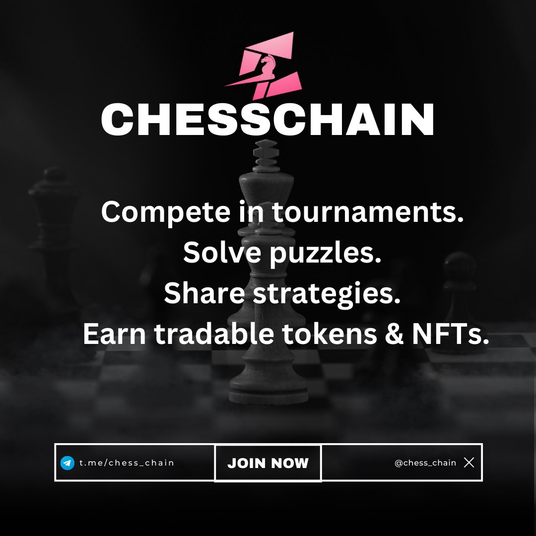 chess_chain's tweet photo. ChessChain is more than chess – it’s where strategy meets innovation! ♟️

🧩 Players: Compete in tournaments & solve puzzles.
💡 Learners: Share strategies with a global community.
💸 Crypto Enthusiasts: Earn tradable tokens & NFTs.

🌍 Everyone: Join the movement reshaping chess & blockchain.

👉 Follow us & be part of the future!

https://t.co/Hx6ub4h3Tl

#ChessChain #CryptoChess #PlayToEarn
