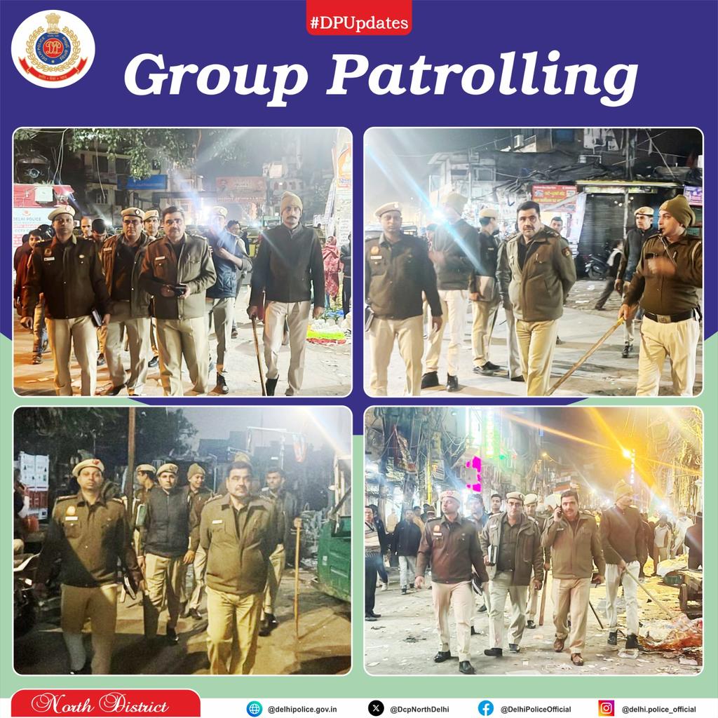 #SafeStreets| Group patrolling in PS Sadar Bazar area ensures safety and security for Republic Day celebrations-2025 and Delhi Legislative Assembly Elections-2025, prioritizing peace, order, and a smooth experience for all.
<a href="/DelhiPolice/">Delhi Police</a>
<a href="/Ravindra_IPS/">Special CP Law & Order Delhi Police</a>
#DPUpdates