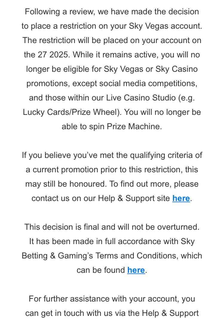 PeterBritten's tweet photo. Sky continuing to do wonders for their brand. Sky satellite and Skybet customer. I get everyday an alert to play their ‘free spin’ game on SkyVegas Today I get an email as per image below. Sky continuing to lead in keeping their loyal customers happy 💁‍♂️  @skyvegas  @SkyBet  #Sky https://t.co/YUFjGpLxgw