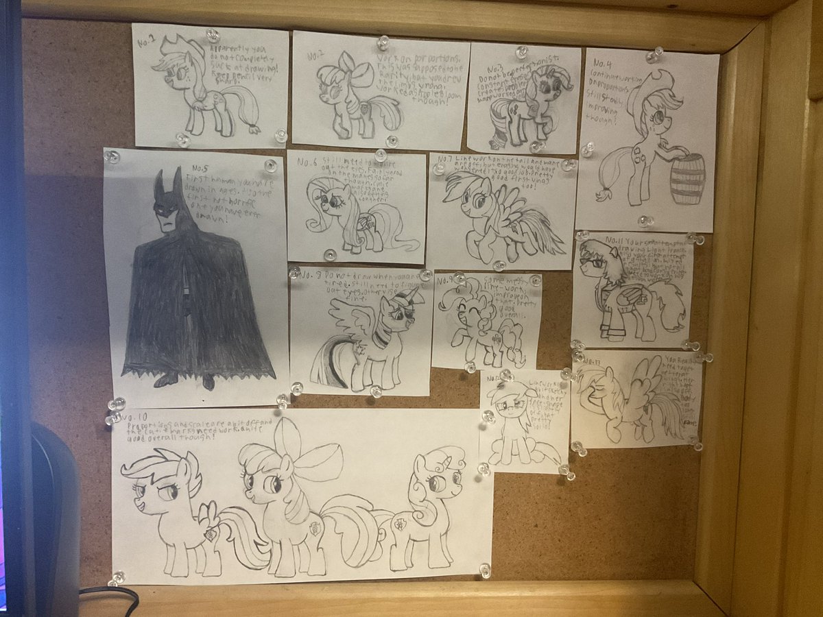CapLP7800's tweet photo. On a random note, I post all the things I draw on my desk’s board. Only now I have drawn so many, I had to install another one. https://t.co/pscbuHM26P