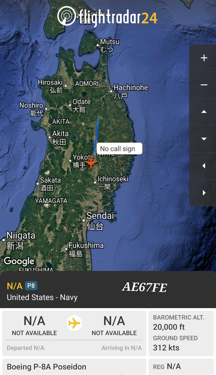 sipjack1776's tweet photo. P-8A ๐บ๐ฒ
#AE67FE
Tracking south out of Misawa
@Borrowed7Time @oko3618 @N214WN @ma6400 https://t.co/TdTHjLChL4