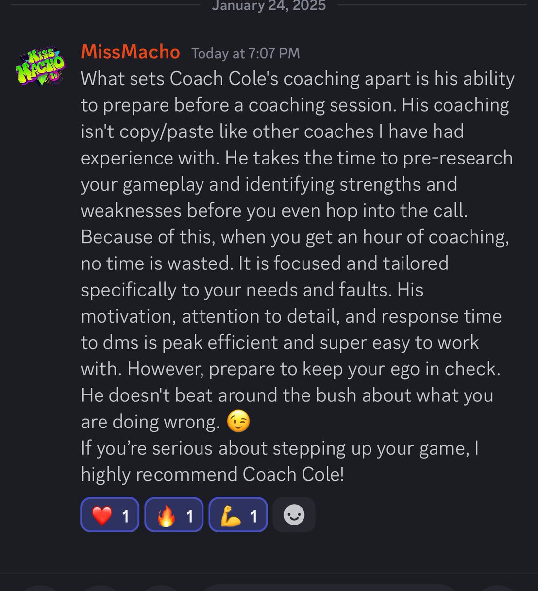 BLOOM | Coach Cole (@imthecoachcole) on Twitter photo This has to be the single greatest review I have EVER received in the entirety of my coaching career🤯
Looking forward to all of your improvement!
<a href="/MissMachoTV/">MissMachoTV</a> This has to be the single greatest review I have EVER received in the entirety of my coaching career🤯
Looking forward to all of your improvement!
<a href="/MissMachoTV/">MissMachoTV</a>