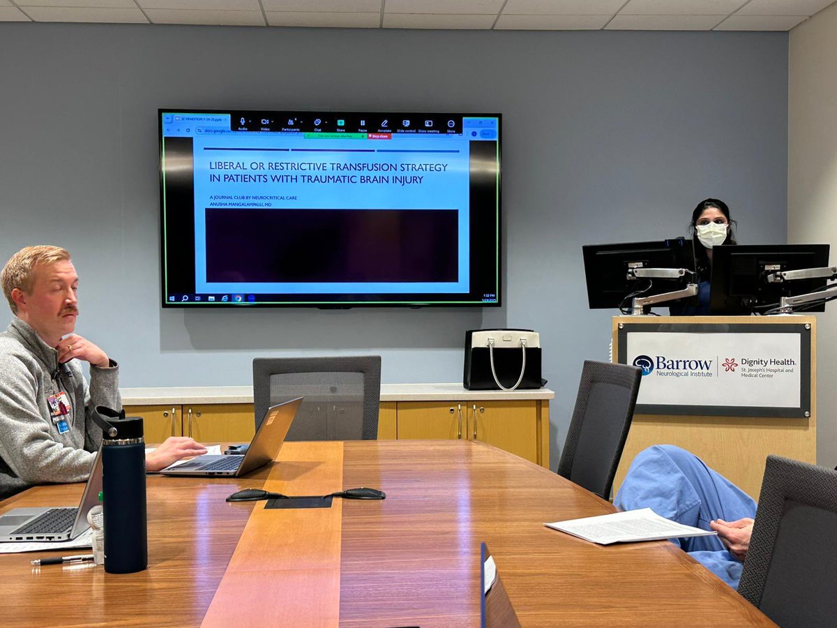 Anusha Mangalampalli (@anushamangalamp) on Twitter photo First <a href="/BarrowNeuro/">BarrowNeurological</a> NCC division journal club! We had a multidisciplinary discussion regarding transfusion thresholds in acute brain injury, discussing the HEMOTION, TRAIN, and SAHARA trials. Very excited to continue these multidisciplinary journal clubs! #neuro #academia First <a href="/BarrowNeuro/">BarrowNeurological</a> NCC division journal club! We had a multidisciplinary discussion regarding transfusion thresholds in acute brain injury, discussing the HEMOTION, TRAIN, and SAHARA trials. Very excited to continue these multidisciplinary journal clubs! #neuro #academia