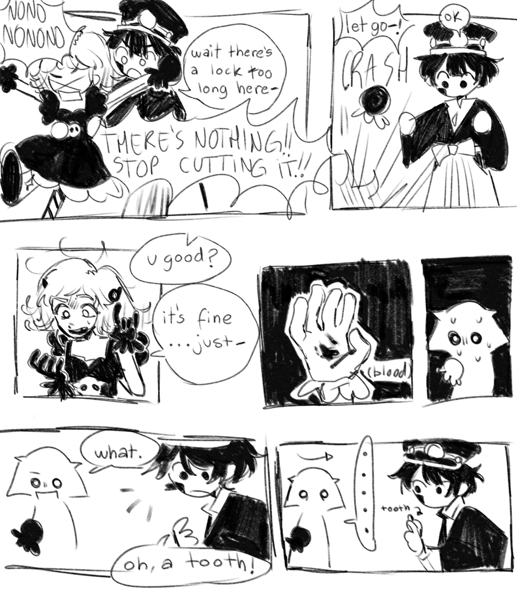 meii_vee's tweet image. it's actually for an AU where nene is tsukasa's assistant.
i guess she lost something important...
#tbhk #jshk #yashironene #tsukasayugi