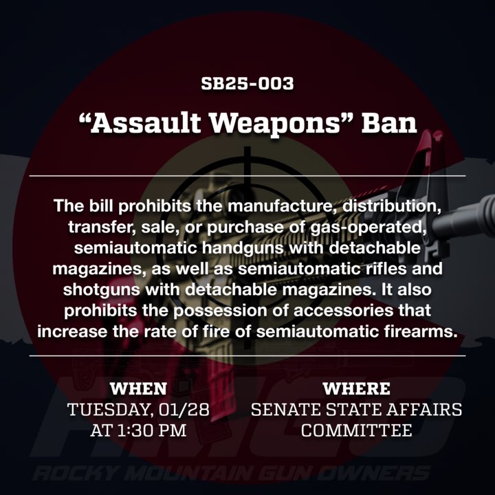RMGOColorado's tweet photo. We need ALL freedom-loving Coloradans to show in full force next Tuesday and OPPOSE this egregious violation of our rights!

Sign up to testify: https://t.co/vBiZDVmKqu https://t.co/viiO5ptmmv