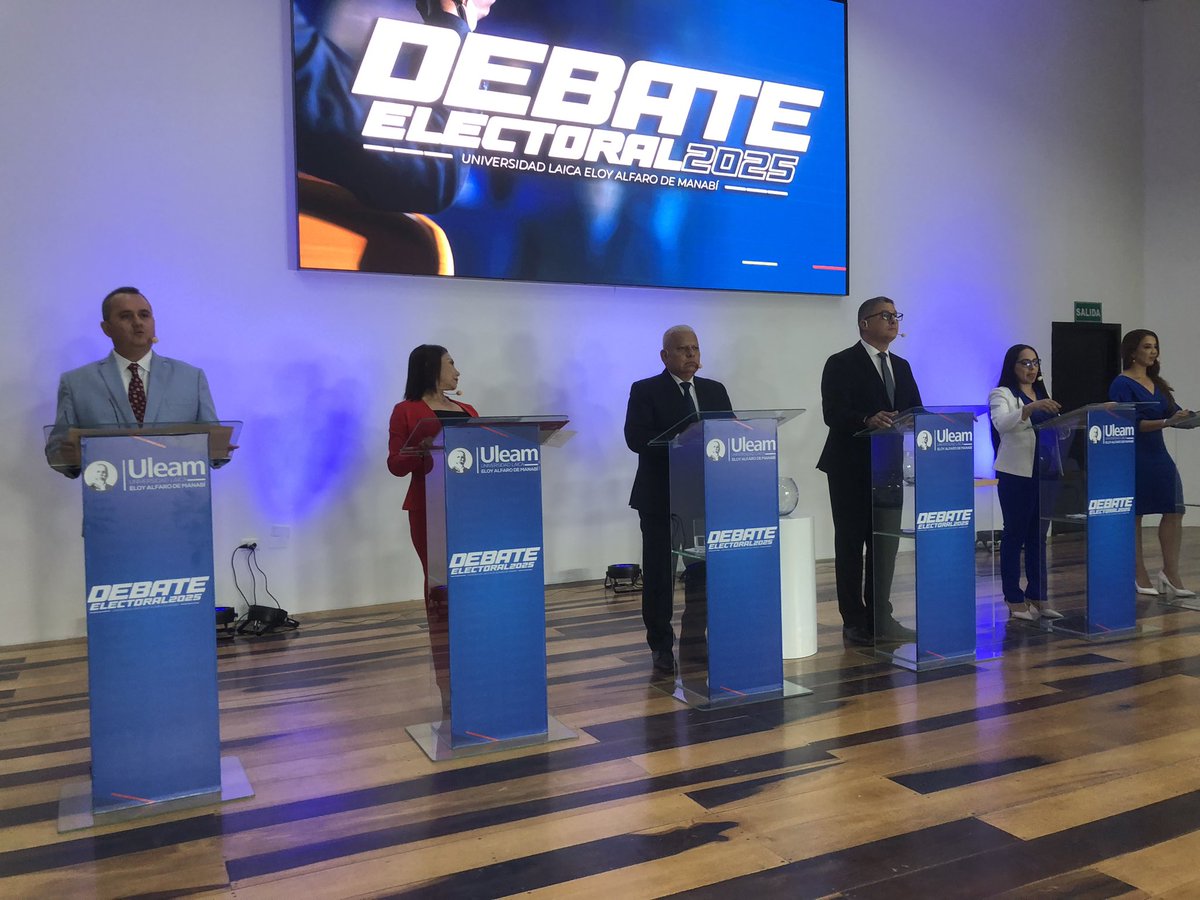 Bloque dos de candidatas por el distrito sur a asambleístas por Manabí con #Carlos Vera, #Mery Zamora, Ervin Valdivieso, #Adriana Garcia y #Soraya Palacios en #Debate Electoral 2025