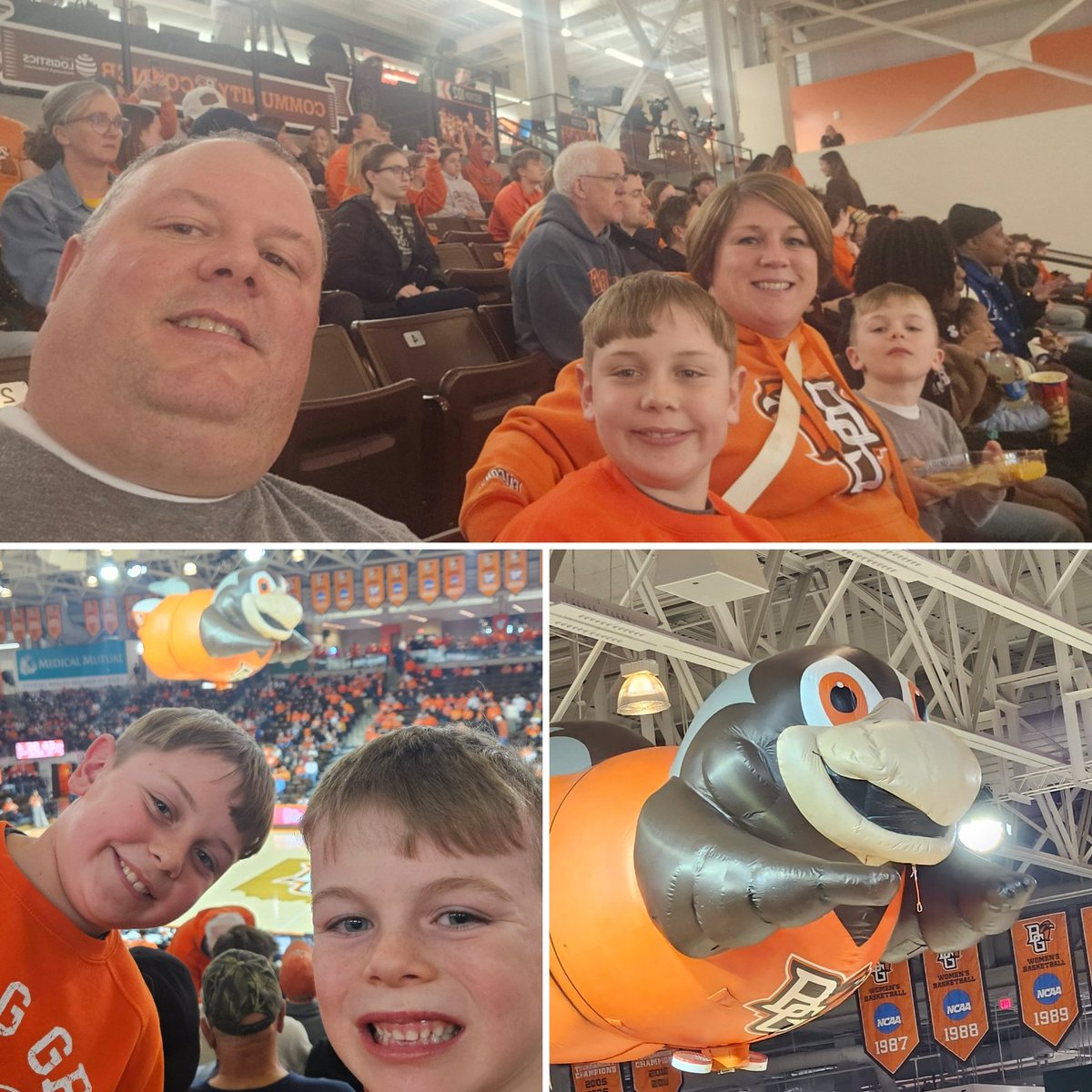 JodiBeals's tweet photo. Evan's experience Christmas gift this year was going to the BGSU vs. Toledo men's basketball game tonight.  Andy went to UT, and I went to BG, so we are a house divided.  It was a great night, but the wrong team won 🤣 #gofalcons https://t.co/P8z5AxmqPB