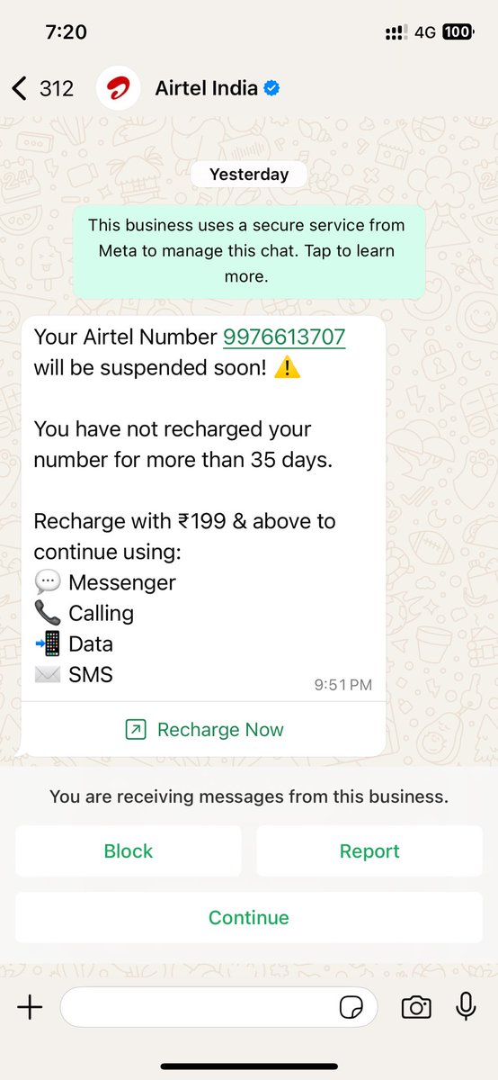 mohanscribbles's tweet image. @airtelindia @Airtel_Presence This mobile number 74115 67514 is imitating Airtel and probably a scam. Kindly block and take action if you are the Service provider. #mobilescam #digitalscam
