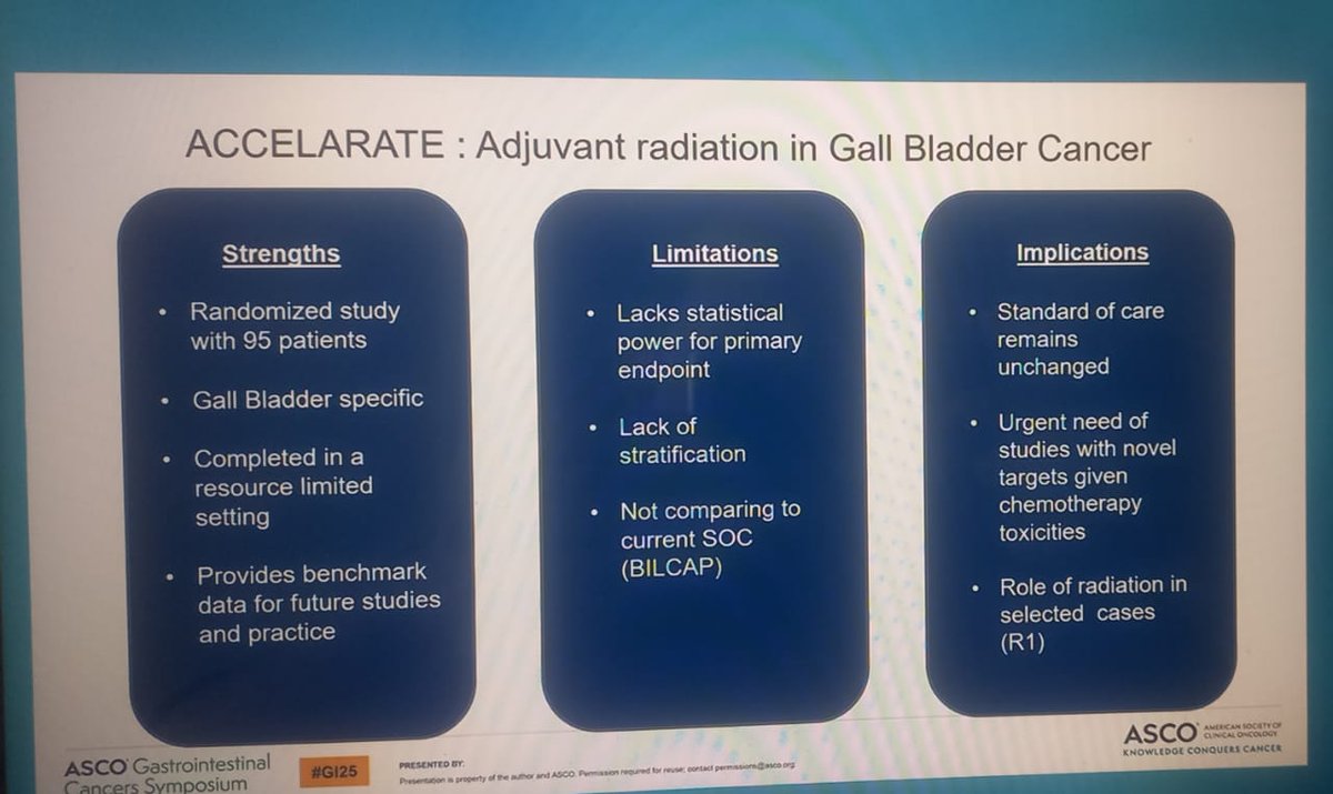 Dr Amol Akhade (@suyogcancer) on Twitter photo Adjuvant chemotherapy vs Adjuvant CTRT in Gall bladder cancer . Phase 3 RCT from India 🇮🇳 <a href="/aiims_newdelhi/">AIIMS, New Delhi</a> presented by Prof Dr Atul Sharma . Adjuvant chemo rt dose not add much benifit to Adjuvant chemo alone . Great discussion by <a href="/NVijayvergiaMD/">Namrata (Neena) Vijayvergia MD</a> <a href="/ASCO/">ASCO</a> #GI25 <a href="/Larvol/">LARVOL</a> <a href="/NiuSanford/">Dr. Nina Niu Sanford</a> Adjuvant chemotherapy vs Adjuvant CTRT in Gall bladder cancer . Phase 3 RCT from India 🇮🇳 <a href="/aiims_newdelhi/">AIIMS, New Delhi</a> presented by Prof Dr Atul Sharma . Adjuvant chemo rt dose not add much benifit to Adjuvant chemo alone . Great discussion by <a href="/NVijayvergiaMD/">Namrata (Neena) Vijayvergia MD</a> <a href="/ASCO/">ASCO</a> #GI25 <a href="/Larvol/">LARVOL</a> <a href="/NiuSanford/">Dr. Nina Niu Sanford</a>