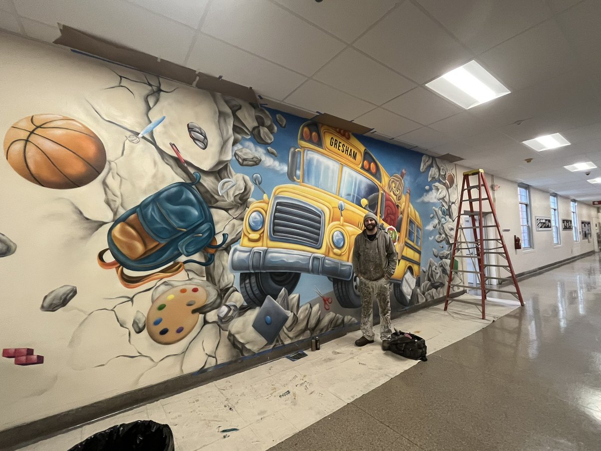 Finishing touches on our epic mural